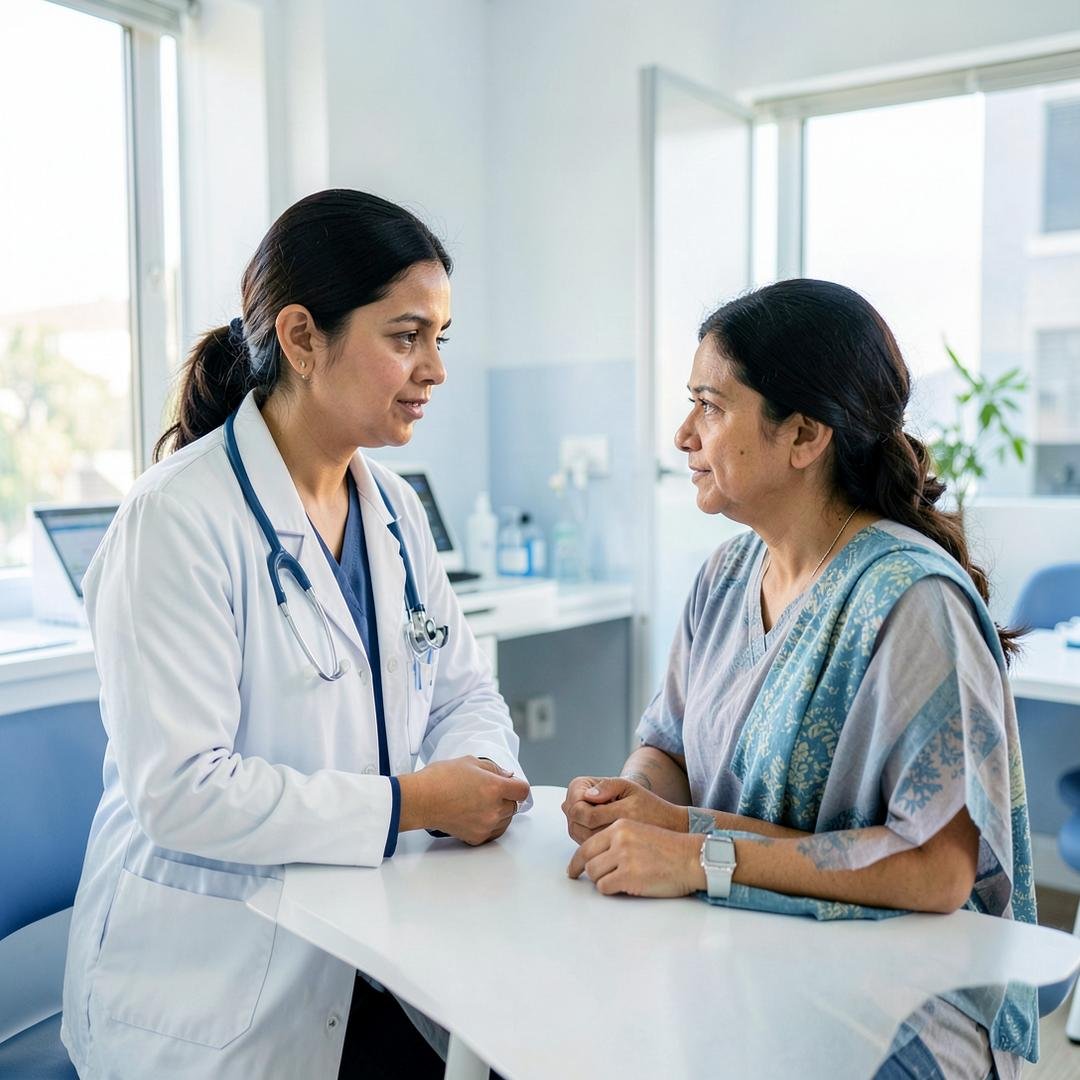 Doctor discussing anal fissure care with a patient